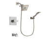 Delta Arzo Stainless Steel Finish Tub and Shower Faucet System Package with Square Shower Head and Modern Wall Mount Handheld Shower Spray Includes Rough-in Valve and Tub Spout DSP2103V