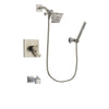 Delta Arzo Stainless Steel Finish Dual Control Tub and Shower Faucet System Package with Square Showerhead and Modern Handheld Shower Spray Includes Rough-in Valve and Tub Spout DSP2127V