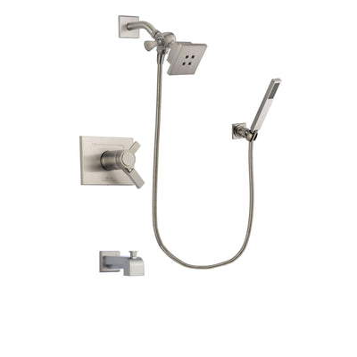 Delta Vero Stainless Steel Finish Thermostatic Tub and Shower Faucet System Package with Square Showerhead and Wall-Mount Handheld Shower Stick Includes Rough-in Valve and Tub Spout DSP2167V