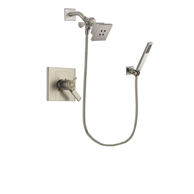 Delta Arzo Stainless Steel Finish Thermostatic Shower Faucet System Package with Square Showerhead and Wall-Mount Handheld Shower Stick Includes Rough-in Valve DSP2170V