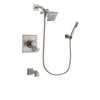 Delta Dryden Stainless Steel Finish Dual Control Tub and Shower Faucet System Package with Square Showerhead and Wall-Mount Handheld Shower Stick Includes Rough-in Valve and Tub Spout DSP2177V