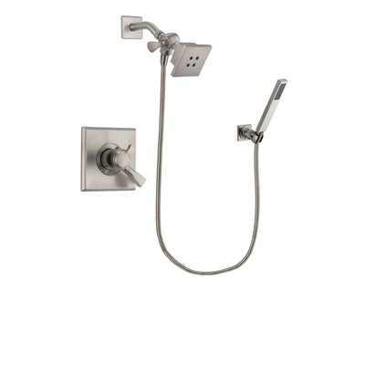 Delta Dryden Stainless Steel Finish Dual Control Shower Faucet System Package with Square Showerhead and Wall-Mount Handheld Shower Stick Includes Rough-in Valve DSP2178V