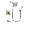 Delta Arzo Stainless Steel Finish Dual Control Tub and Shower Faucet System Package with 6.5-inch Square Rain Showerhead and Wall-Mount Handheld Shower Stick Includes Rough-in Valve and Tub Spout DSP2199V