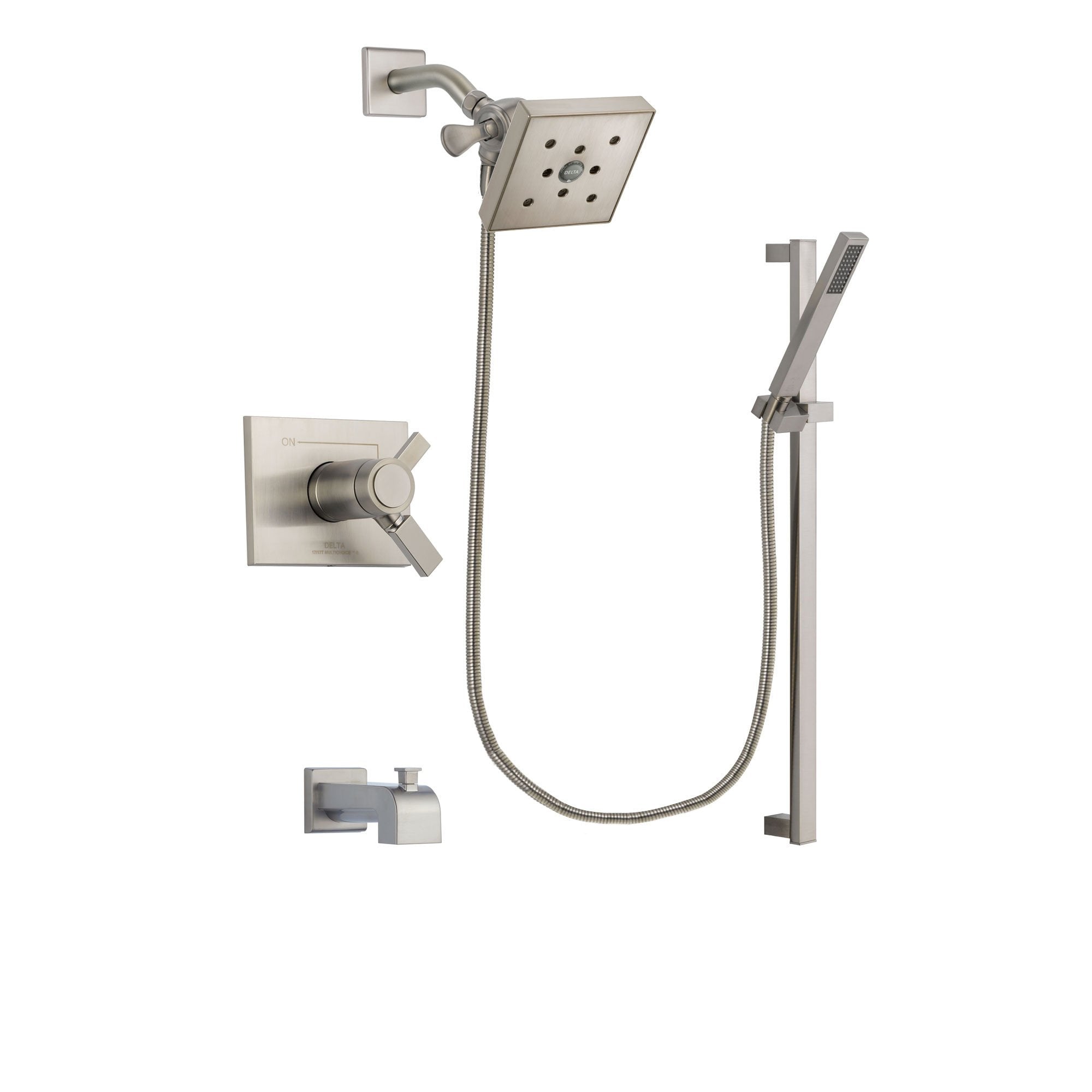 Delta Vero Stainless Steel Finish Tub and Shower System with Hand Spray DSP2365V