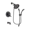 Delta Lahara Venetian Bronze Finish Dual Control Tub and Shower Faucet System Package with Large Rain Shower Head and 1-Spray Handshower with Slide Bar Includes Rough-in Valve and Tub Spout DSP2459V