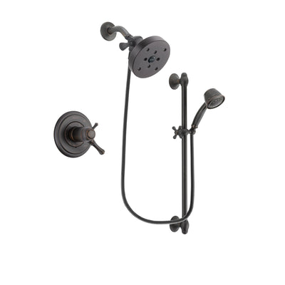 Delta Cassidy Venetian Bronze Finish Thermostatic Shower Faucet System Package with 5-1/2 inch Showerhead and 5-Spray Personal Handshower with Slide Bar Includes Rough-in Valve DSP2600V