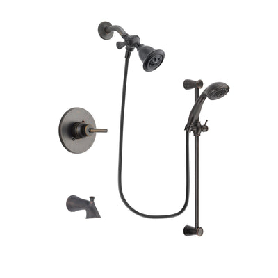 Delta Trinsic Venetian Bronze Finish Tub and Shower Faucet System Package with Water Efficient Showerhead and Personal Handheld Shower Spray with Slide Bar Includes Rough-in Valve and Tub Spout DSP2663V