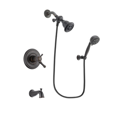 Delta Cassidy Venetian Bronze Finish Thermostatic Tub and Shower Faucet System Package with Water Efficient Showerhead and 5-Setting Wall Mount Personal Handheld Shower Spray Includes Rough-in Valve and Tub Spout DSP2779V