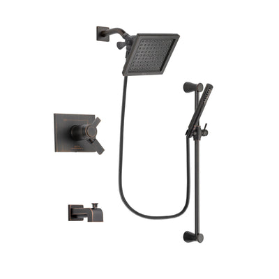 Delta Vero Venetian Bronze Finish Thermostatic Tub and Shower Faucet System Package with 6.5-inch Square Rain Showerhead and Modern Hand Shower with Slide Bar Includes Rough-in Valve and Tub Spout DSP3151V