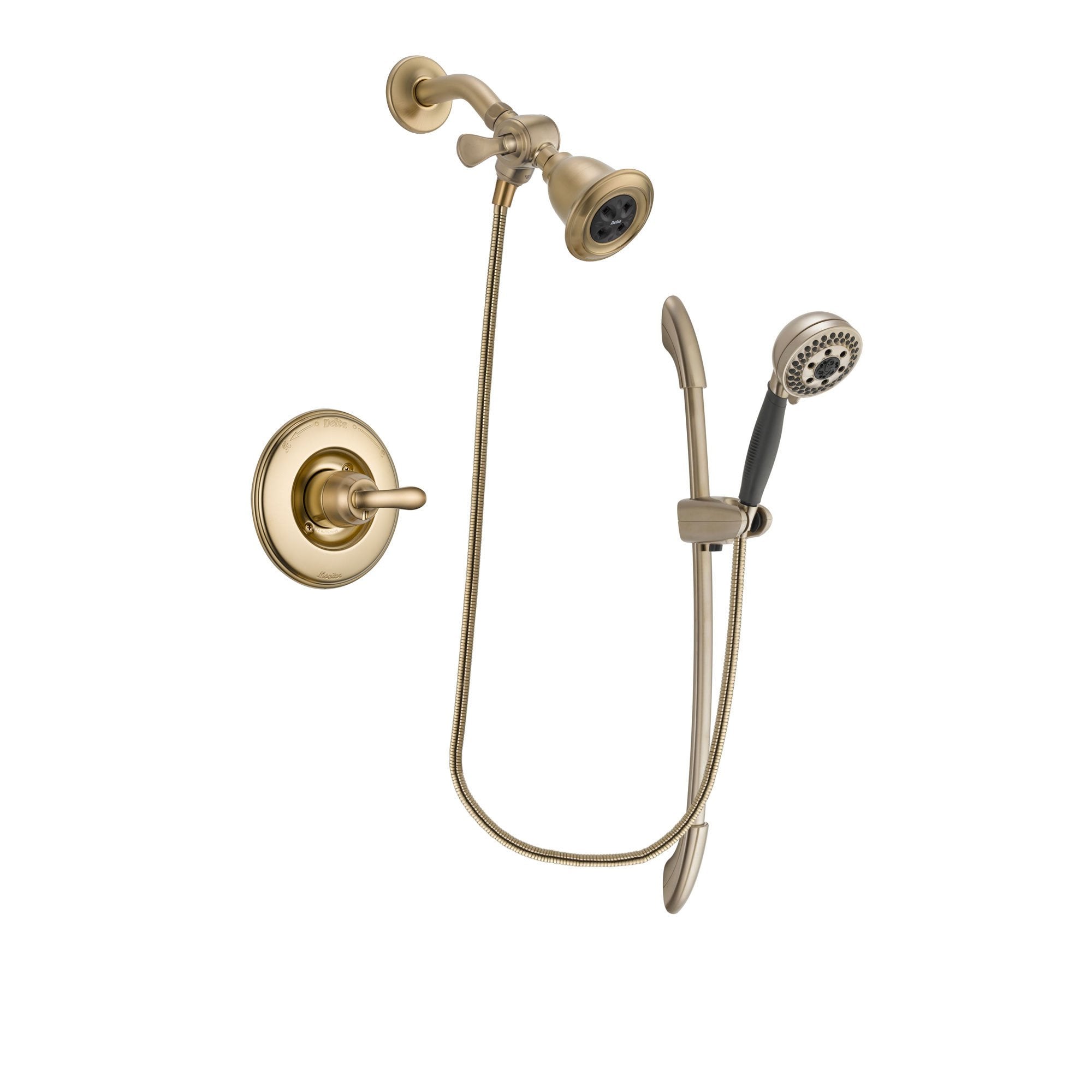 Delta Linden Champagne Bronze Finish Shower Faucet System Package with Water Efficient Showerhead and 5-Spray Handshower with Slide Bar Includes Rough-in Valve DSP3358V