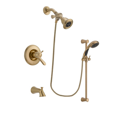 Delta Lahara Champagne Bronze Finish Thermostatic Tub and Shower Faucet System Package with Water Efficient Showerhead and Personal Handheld Shower Sprayer with Slide Bar Includes Rough-in Valve and Tub Spout DSP3447V