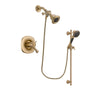 Delta Addison Champagne Bronze Finish Thermostatic Shower Faucet System Package with Water Efficient Showerhead and Personal Handheld Shower Spray with Slide Bar Includes Rough-in Valve DSP3556V