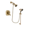 Delta Addison Champagne Bronze Finish Dual Control Shower Faucet System Package with Water Efficient Showerhead and Personal Handheld Shower Spray with Slide Bar Includes Rough-in Valve DSP3572V