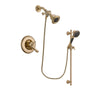 Delta Linden Champagne Bronze Finish Dual Control Shower Faucet System Package with Water Efficient Showerhead and Personal Handheld Shower Spray with Slide Bar Includes Rough-in Valve DSP3574V