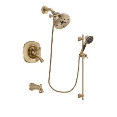 Delta Addison Champagne Bronze Finish Dual Control Tub and Shower Faucet System Package with 5-1/2 inch Showerhead and Personal Handheld Shower Spray with Slide Bar Includes Rough-in Valve and Tub Spout DSP3623V