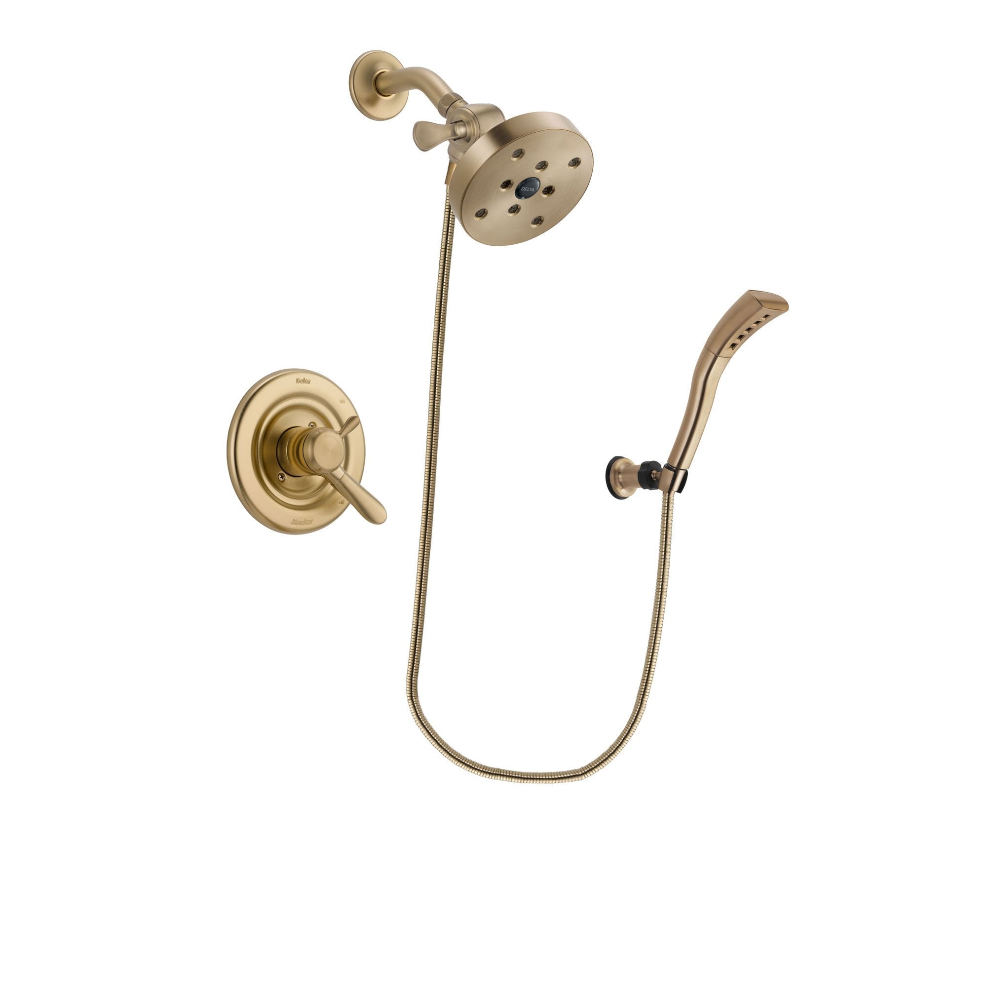 Delta Lahara Champagne Bronze Finish Dual Control Shower Faucet System Package with 5-1/2 inch Showerhead and Modern Wall Mount Personal Handheld Shower Spray Includes Rough-in Valve DSP3724V