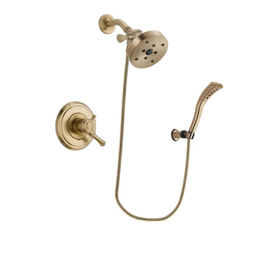 Delta Cassidy Champagne Bronze Finish Dual Control Shower Faucet System Package with 5-1/2 inch Showerhead and Modern Wall Mount Personal Handheld Shower Spray Includes Rough-in Valve DSP3732V