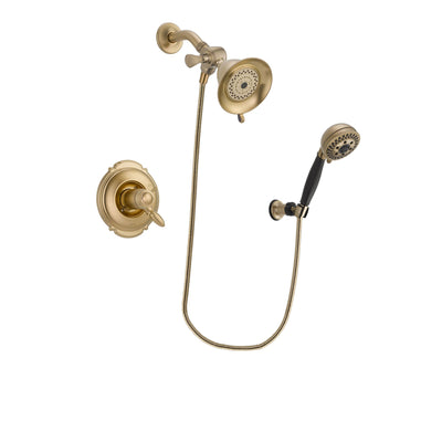 Delta Victorian Champagne Bronze Finish Thermostatic Shower Faucet System Package with Water-Efficient Shower Head and 5-Spray Wall Mount Hand Shower Includes Rough-in Valve DSP3736V