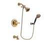 Delta Lahara Champagne Bronze Finish Tub and Shower Faucet System Package with Water Efficient Showerhead and 5-Spray Wall Mount Hand Shower Includes Rough-in Valve and Tub Spout DSP3767V