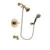 Delta Trinsic Champagne Bronze Finish Tub and Shower Faucet System Package with Water Efficient Showerhead and 5-Spray Wall Mount Hand Shower Includes Rough-in Valve and Tub Spout DSP3769V