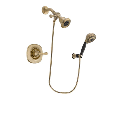 Delta Addison Champagne Bronze Finish Shower Faucet System Package with Water Efficient Showerhead and 5-Spray Wall Mount Hand Shower Includes Rough-in Valve DSP3772V