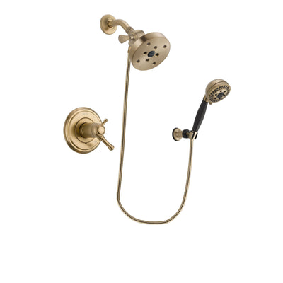 Delta Cassidy Champagne Bronze Finish Thermostatic Shower Faucet System Package with 5-1/2 inch Showerhead and 5-Spray Wall Mount Hand Shower Includes Rough-in Valve DSP3818V