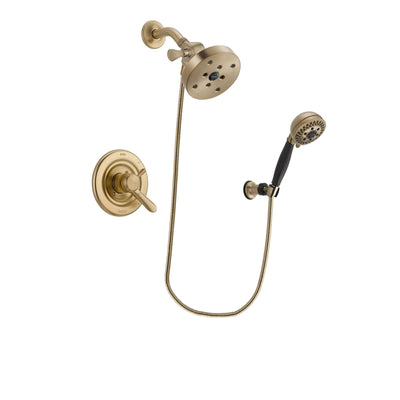 Delta Lahara Champagne Bronze Finish Dual Control Shower Faucet System Package with 5-1/2 inch Showerhead and 5-Spray Wall Mount Hand Shower Includes Rough-in Valve DSP3828V