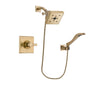 Delta Dryden Champagne Bronze Finish Shower Faucet System Package with Square Shower Head and Modern Wall Mount Handheld Shower Spray Includes Rough-in Valve DSP3866V