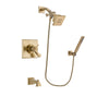 Delta Dryden Champagne Bronze Finish Thermostatic Tub and Shower Faucet System Package with Square Showerhead and Modern Wall-Mount Handheld Shower Stick Includes Rough-in Valve and Tub Spout DSP3873V