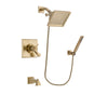 Delta Dryden Champagne Bronze Finish Thermostatic Tub and Shower Faucet System Package with 6.5-inch Square Rain Showerhead and Modern Wall-Mount Handheld Shower Stick Includes Rough-in Valve and Tub Spout DSP3885V