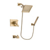 Delta Vero Champagne Bronze Finish Thermostatic Tub and Shower Faucet System Package with 6.5-inch Square Rain Showerhead and Modern Wall-Mount Handheld Shower Stick Includes Rough-in Valve and Tub Spout DSP3887V