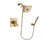 Delta Dryden Champagne Bronze Finish Thermostatic Shower Faucet System Package with Square Shower Head and Modern Wall-Mount Handheld Shower Stick Includes Rough-in Valve DSP3898V