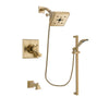 Delta Dryden Champagne Bronze Finish Dual Control Tub and Shower Faucet System Package with Square Shower Head and Modern Handheld Shower Spray with Slide Bar Includes Rough-in Valve and Tub Spout DSP3941V