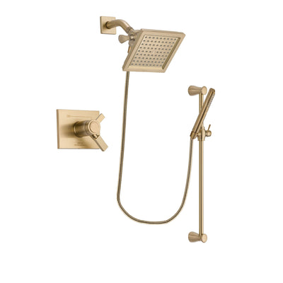 Delta Vero Champagne Bronze Finish Thermostatic Shower Faucet System Package with 6.5-inch Square Rain Showerhead and Modern Handheld Shower with Slide Bar Includes Rough-in Valve DSP3960V