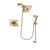 Delta Vero Champagne Bronze Finish Thermostatic Shower Faucet System Package with Square Shower Head and Modern Handheld Shower with Slide Bar Includes Rough-in Valve DSP3972V