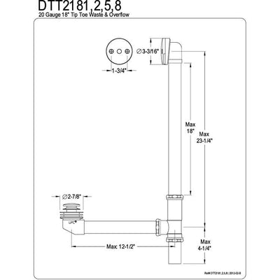 Kingston Chrome 18" Tub Waste & Overflow with Tip Toe Drain DTT2181