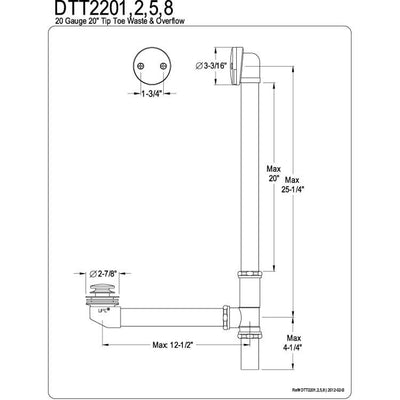 Kingston Chrome 20" Tub Waste & Overflow with Tip Toe Drain DTT2201