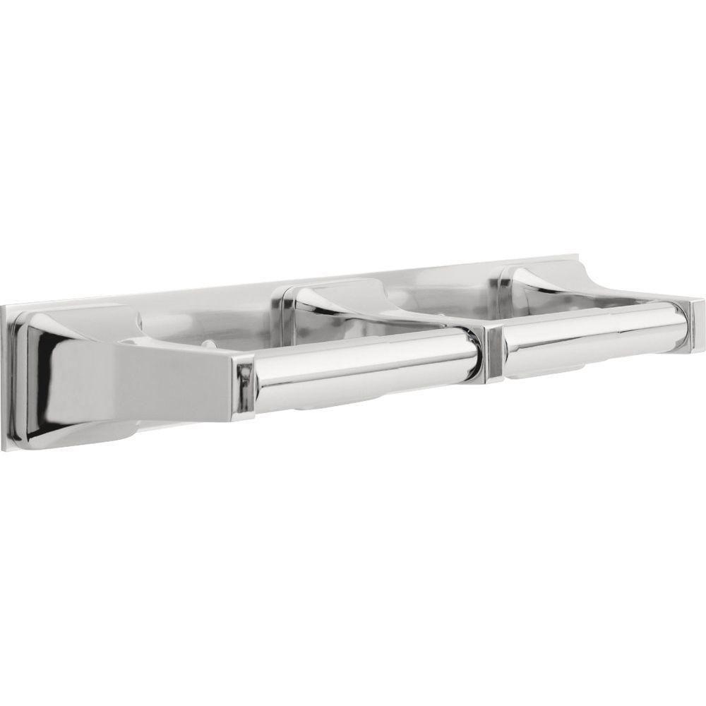 Delta Double Post Twin Toilet Paper Holder with Rollers in Chrome 572872