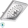 Delta 3-Spray 7-5/8 inch H2OKinetic Square Raincan Showerhead in Chrome 667539