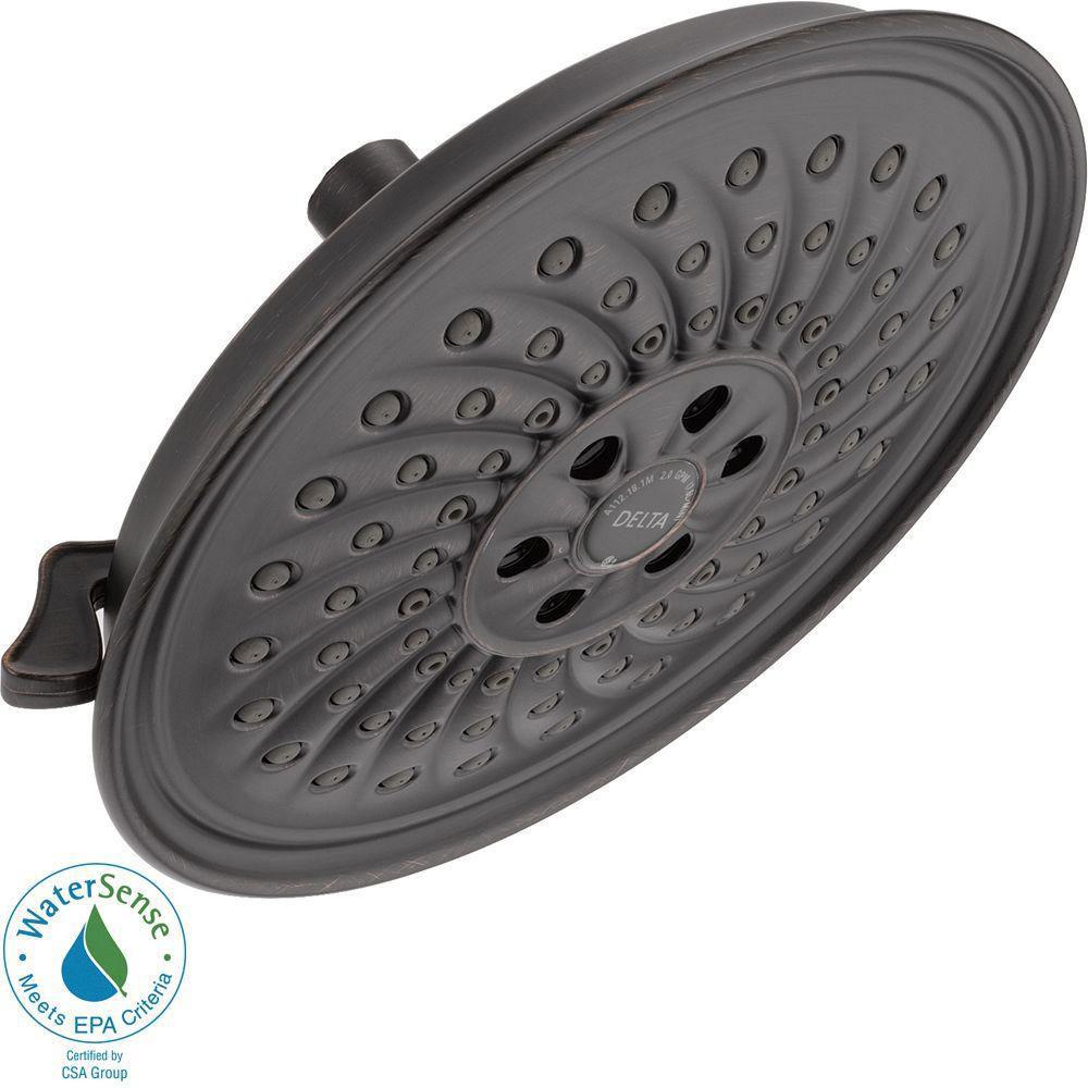 Delta 3-Spray 8-1/4 inch H2OKinetic Raincan Showerhead in Venetian Bronze 667550