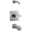 Delta Ara 1-Handle Tub and Shower Faucet Trim Kit in Stainless Steel Finish with Less Showerhead Includes Rough-in Valve without Stops D2564V