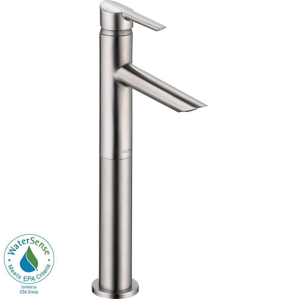 Delta Compel Single Hole 1-Handle Vessel Bathroom Faucet in Stainless Steel Finish 702303