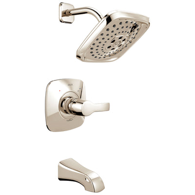 Delta Tesla H2Okinetic 1-Handle Tub and Shower Faucet in Polished Nickel Includes Rough-in Valve with Stops D2581V