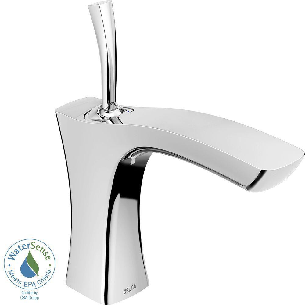 Delta Tesla Single Hole 1-Handle Bathroom Faucet in Chrome 718247