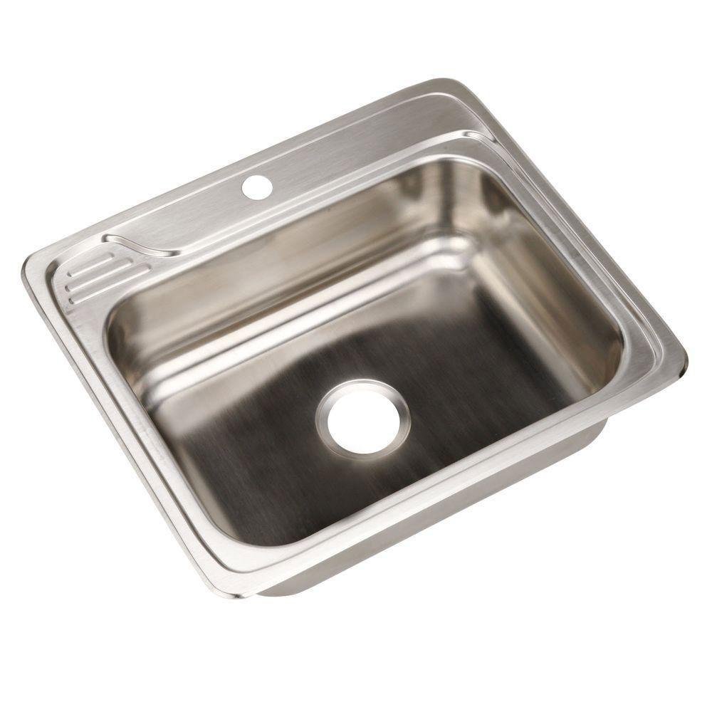 Elkay Celebrity Top Mount Stainless Steel 25x22x7.5 1-Hole Single Bowl Kitchen Sink 301833