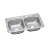 Elkay Dayton Top Mount Stainless Steel 33x19x6-7/16 4-Hole Double Bowl Kitchen Sink 301853