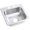 Elkay Dayton Top Mount Stainless Steel 17x19x6-1/8 2-Hole Single Bowl Bar Sink in Satin Stainless Steel 340409