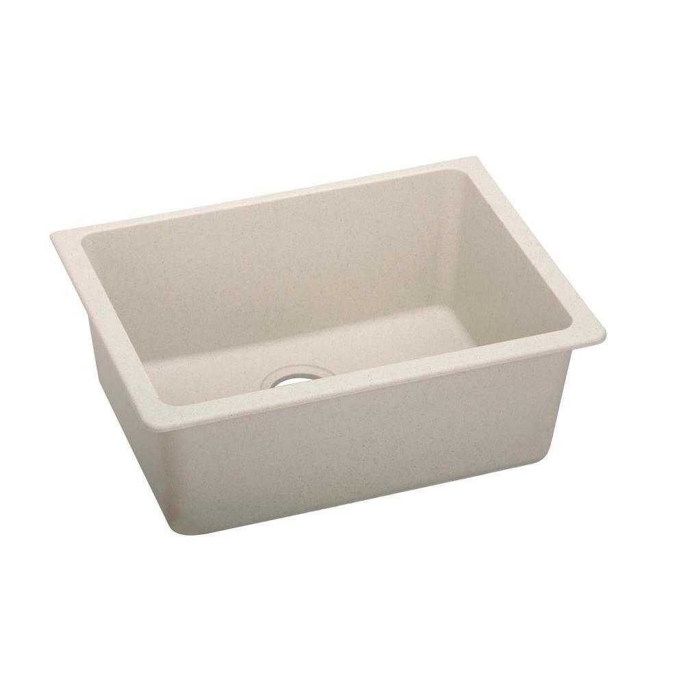 Elkay Gourmet Undermount Composite 18.5x25x18.5 0-Hole Single Bowl Kitchen Sink in Bisque 445137