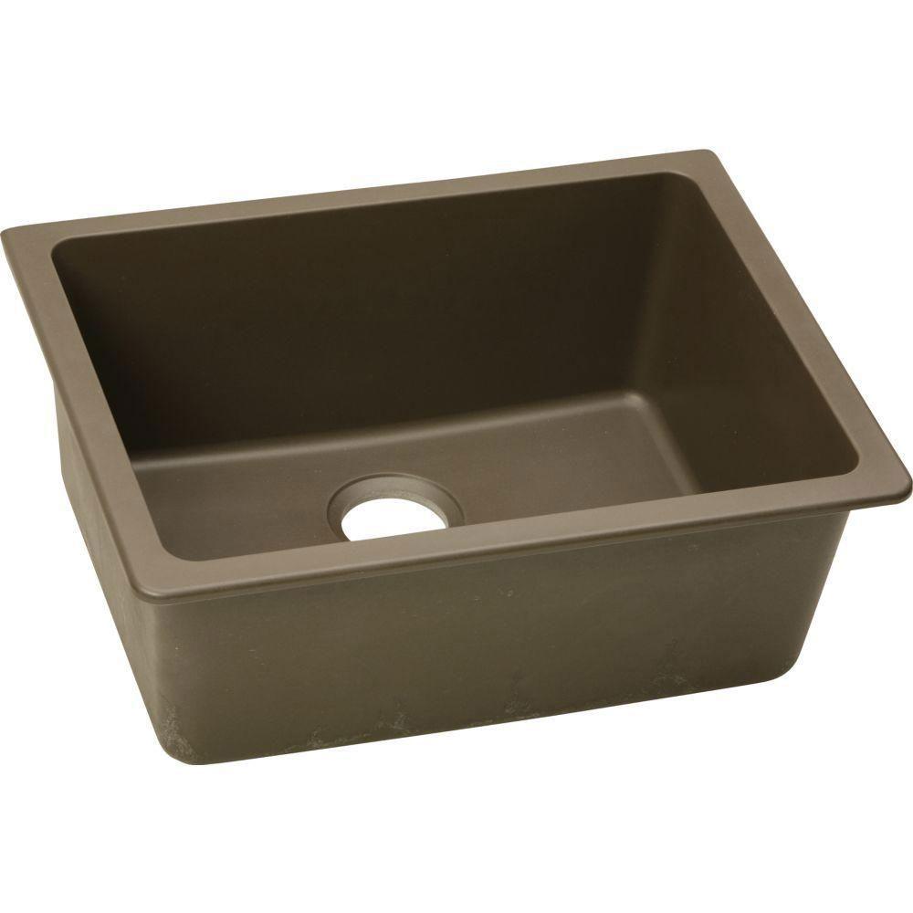 Elkay Gourmet Undermount E-Granite 25x18.5x9.5 0-Hole Single Bowl Kitchen Sink in Mocha 467152