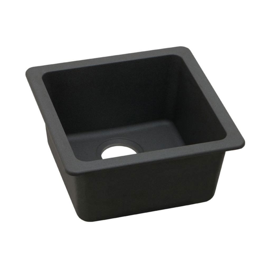 Elkay Gourmet Universal Mount Granite 16.625x8x16.625 0-Hole Single Bowl Kitchen Sink in Black 479127